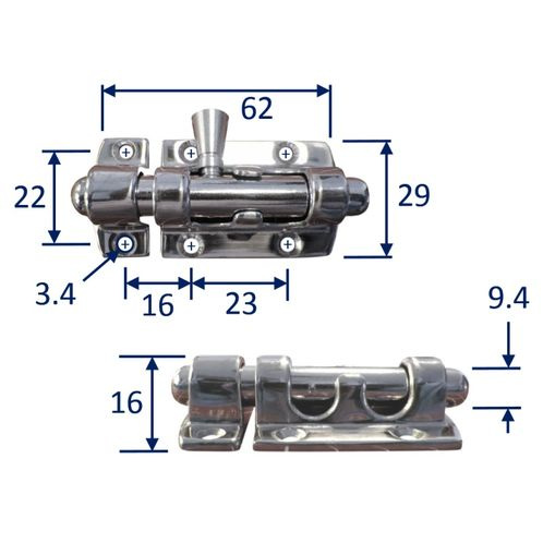 Stainless Steel A4 (316) Cabin Lock / Latch / Locking Hinge 62mm image #