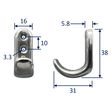 Coat Hook (Polished Marine-Grade Stainless Steel) With Rounded Shape image #2