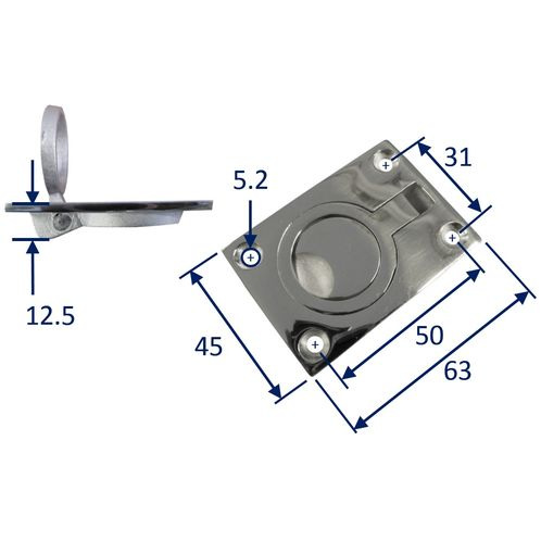 Stainless Steel A4 (316) Flush Lifting Ring, Marine & Sailing, Door, Locker image #