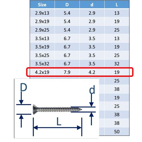 Self-Tapping Screws Posi Countersunk - 316 (A4) Stainless image #8