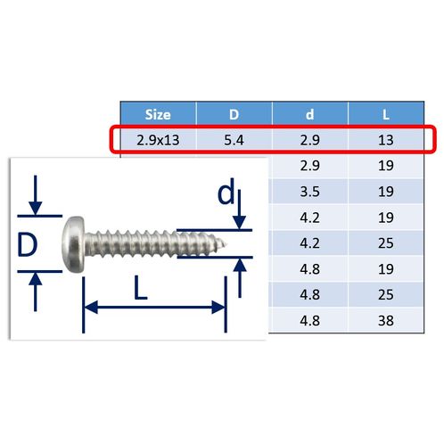 Self-tapping screws Posi-Pan 316 (A4) Stainless image #1