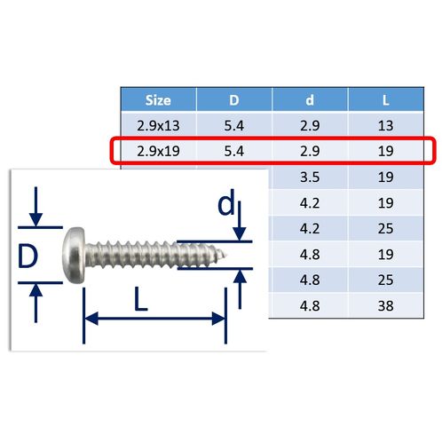 Self-tapping screws Posi-Pan 316 (A4) Stainless image #2