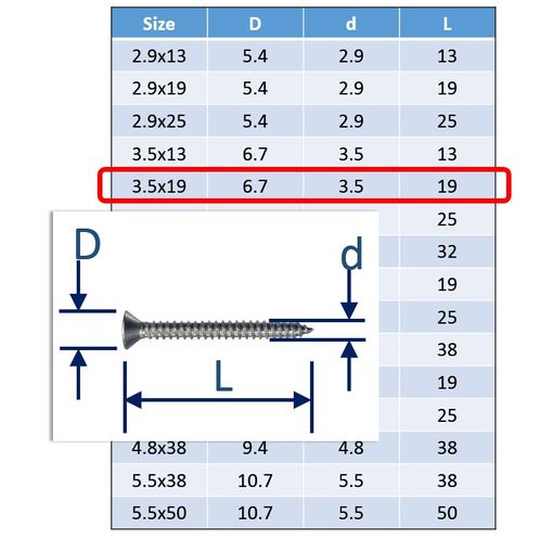 Self-Tapping Screws Posi Countersunk - 316 (A4) Stainless image #5