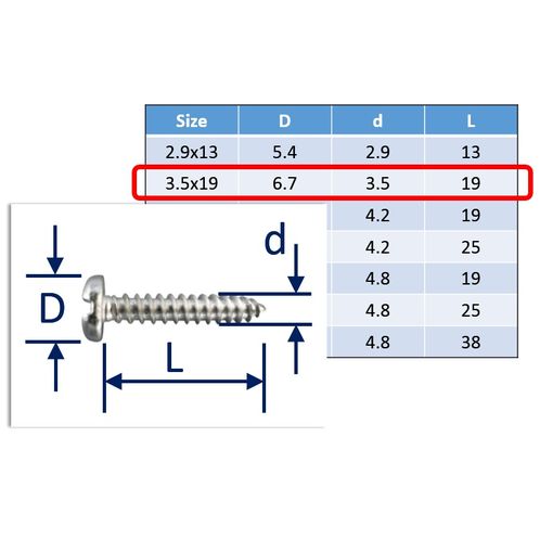 Self-Tapping Screws Slot-Pan 316 (A4) Stainless image #2