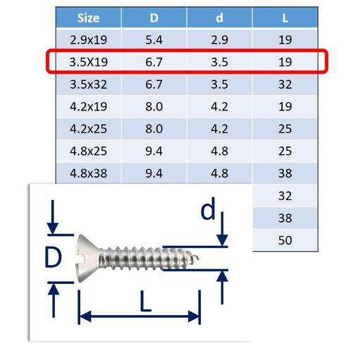 Self-Tapping Screws Slot-Countersunk (csk) 316 (A4) Stainless image #1