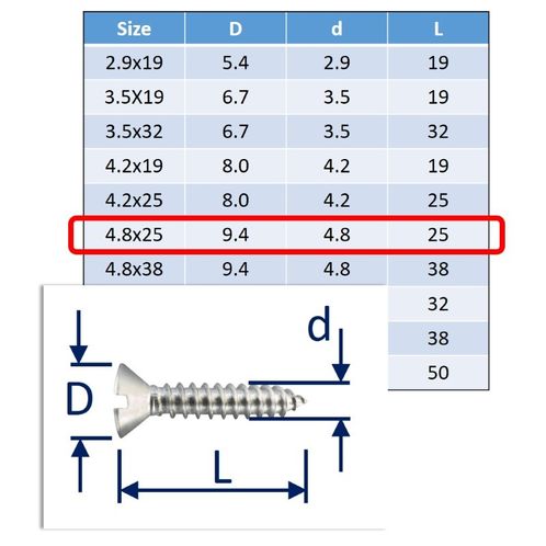 Self-Tapping Screws Slot-Countersunk (csk) 316 (A4) Stainless image #5