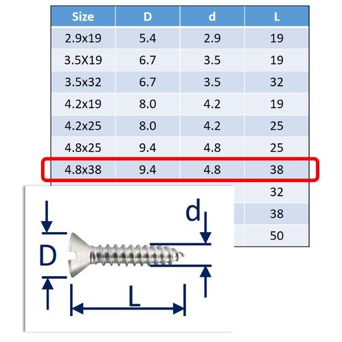 Self-Tapping Screws Slot-Countersunk (csk) 316 (A4) Stainless image #6