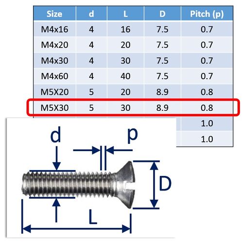 Raised Slot Countersunk Set Screws, Stainless Steel (316) A4-Marine Grade image #6