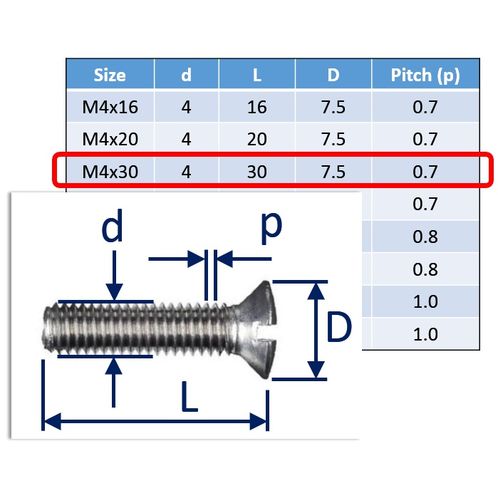 Raised Slot Countersunk Set Screws, Stainless Steel (316) A4-Marine Grade image #3