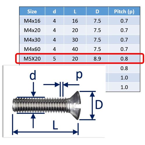 Raised Slot Countersunk Set Screws, Stainless Steel (316) A4-Marine Grade image #5