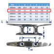 Low Flat Boat Cleats (2 Fixings) 316-Stainless Steel image #2