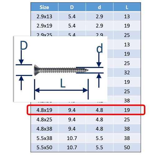 Self-Tapping Screws Posi Countersunk - 316 (A4) Stainless image #11