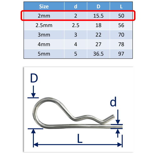 316 Stainless Steel R-Clips (Spring Cotter Pins), Metric Sizes Marine Grade, Quick Removal image #1