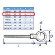 Long Eye Bolt, 316 Stainless Steel, Marine Grade image #2