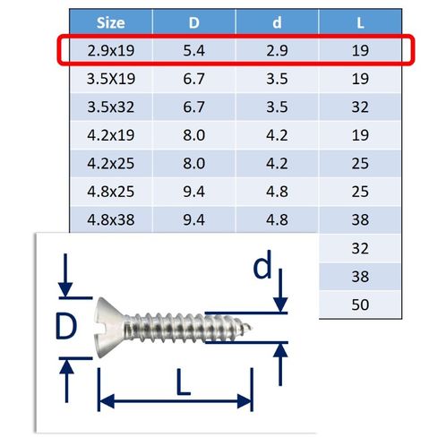 Self-Tapping Screws Slot-Countersunk (csk) 316 (A4) Stainless image #7