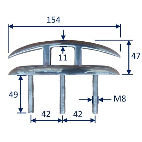 Folding Boat Deck Cleat, Stainless Steel image #1