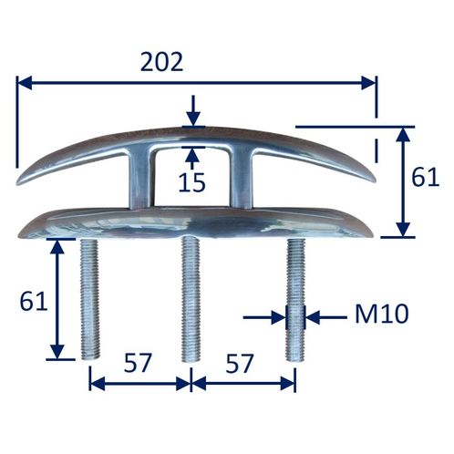 Folding Boat Deck Cleat, Stainless Steel image #2