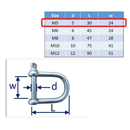 Wide D-Shackle In 316 Stainless Steel, Mooring Buoys image #1