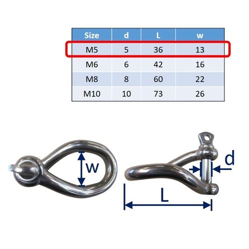 Twisted Shackle In 316 Stainless Steel, Sail Clew image #1