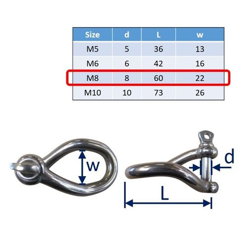 Twisted Shackle In 316 Stainless Steel, Sail Clew image #3