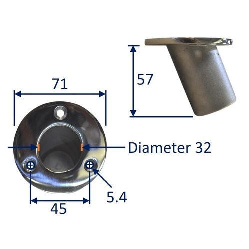 Stainless Steel Flag-Pole Mounting Holder, Recessed Into Deck image #