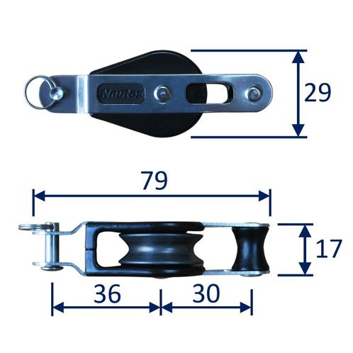 27mm dinghy pulley block with fork and becket image #