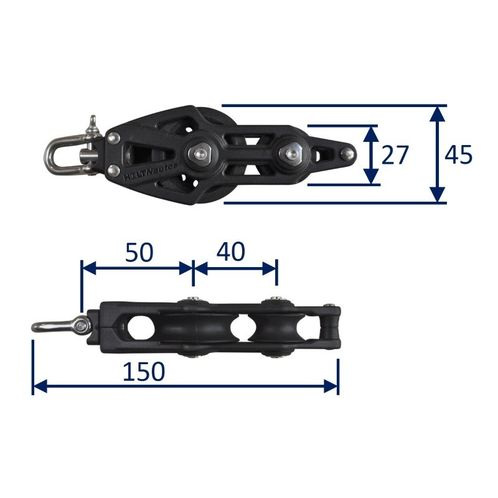 Sailing Pulley Block, Holt Plain Block 45 With Violin & Swivel & Becket image #