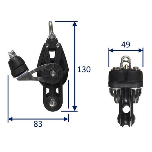 Sailing Pulley Block, Holt Plain Block 45 With Violin & Cam Cleat image #