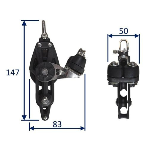 Sailing Pulley Block, Holt Plain Block 45 With Violin, Cam Cleat & Becket image #