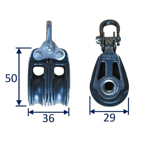 Holt Double Pulley Block, Sailing / Marine Use, With Ball Bearings image #