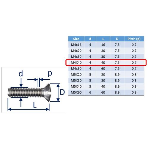 Raised Slot Countersunk Set Screws, Stainless Steel (316) A4-Marine Grade image #9