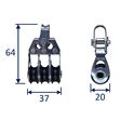 triple sailing pulley block