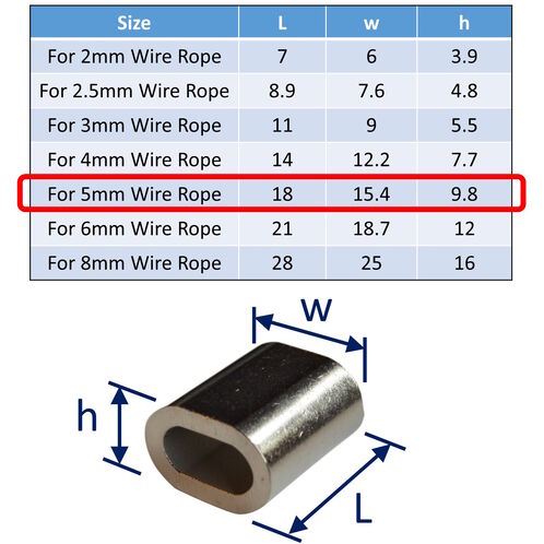 Wire Rope Ferrule, 316 Stainless, Marine Grade Ferrule  image #2