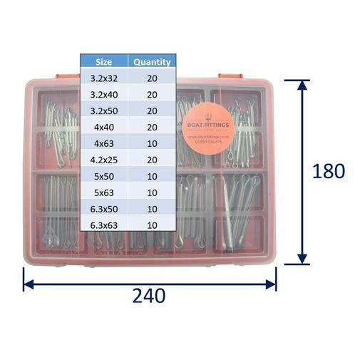 Kit Box Of 316 Stainless Steel Split Pins: Larger Sizes image #