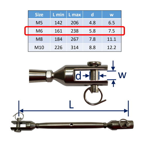 Stainless Steel Turnbuckle / Rigging Screw With Machined Fork Ends image #2