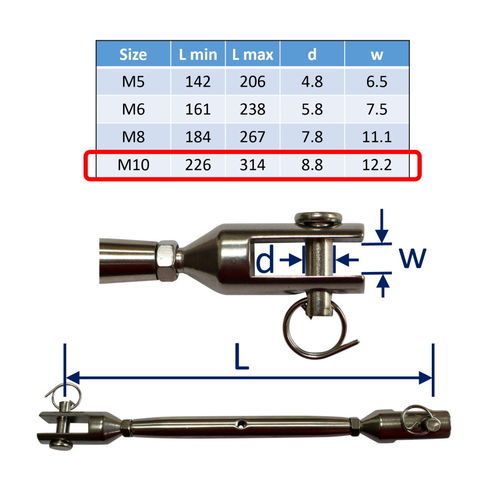 Stainless Steel Turnbuckle / Rigging Screw With Machined Fork Ends image #4