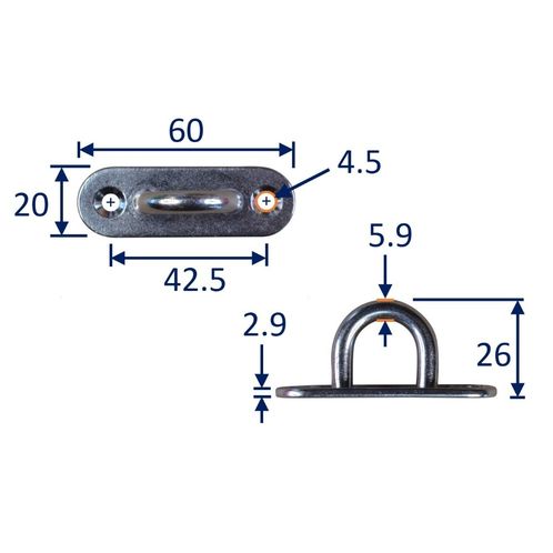 Pad Eye Mounting Hoop With 2 Mounting Holes A2 Stainless Steel image #2