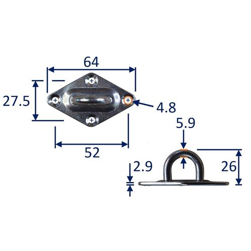 Diamond Pad Eye Mounting Hoop, A2 Stainless Steel Mounting Pad image #2