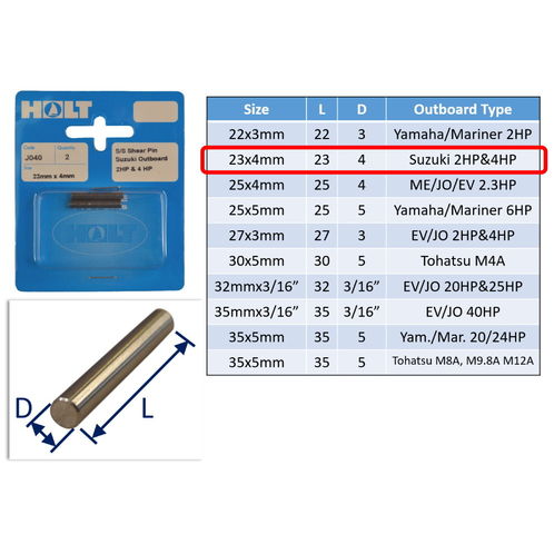 Outboard Shear Pin / Propellor Shear Pins / Outboard Motor Shear Pin (2 pack) image #2