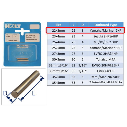 Outboard Shear Pin / Propellor Shear Pins / Outboard Motor Shear Pin (2 pack) image #1