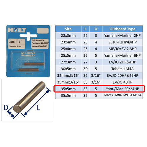 Outboard Shear Pin / Propellor Shear Pins / Outboard Motor Shear Pin (2 pack) image #9