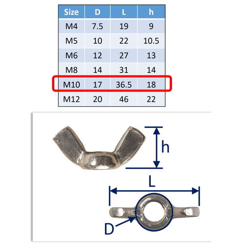 316 Stainless Steel Wing Nut, Marine Grade Metric Wing-Nuts image #5