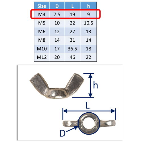 316 Stainless Steel Wing Nut, Marine Grade Metric Wing-Nuts image #1