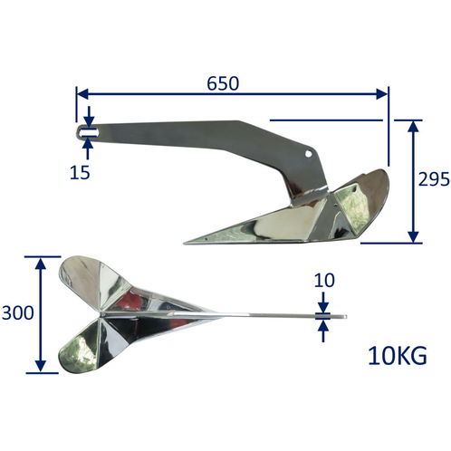 Boat Anchor, Delta-Type Anchor, Polished 316 Stainless Steel image #5