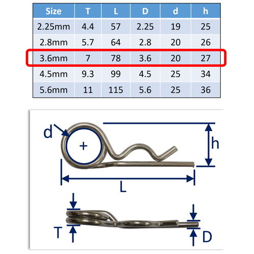 316 Stainless Steel Spring Cotter Pin, With Double Loop, Marine Grade image #3