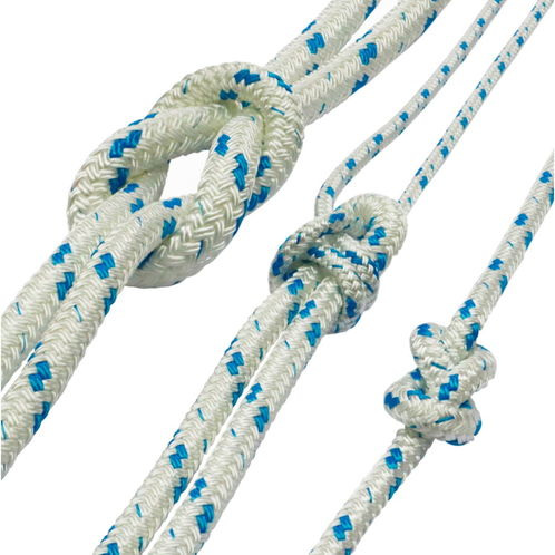 polyester braided rope, blue fleck