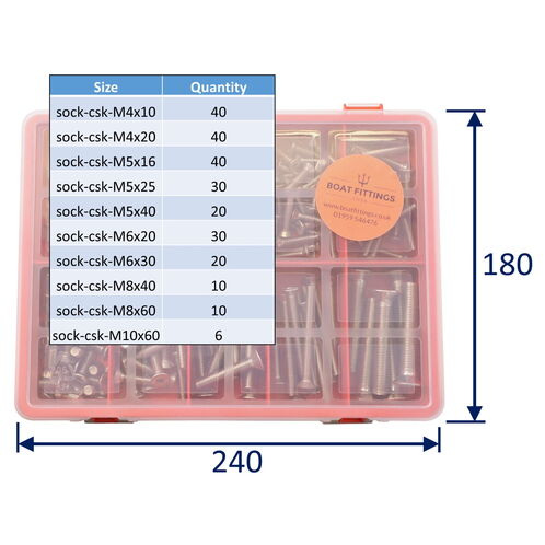 A4 stainless countersunk socket caphead kit