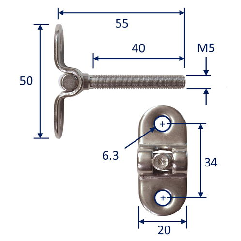 Threaded Stainless Steel Bulkhead Mount Bracket, 316 Stainless Bulkhead Mount Bolt  image #1