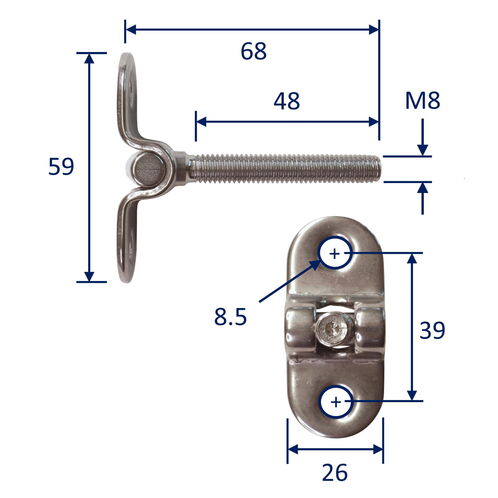 Threaded Stainless Steel Bulkhead Mount Bracket, 316 Stainless Bulkhead Mount Bolt  image #3