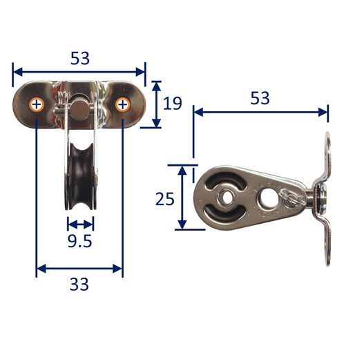 Stainless Steel Small Pulley Block, With Screw Mounting Plate And Swivel image #1